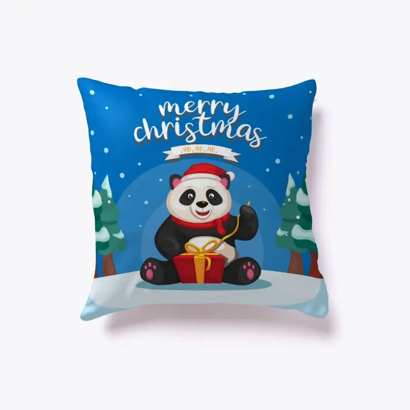 Merry Christmas Panda Cushion