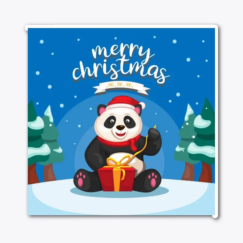 Merry Christmas Panda Cushion